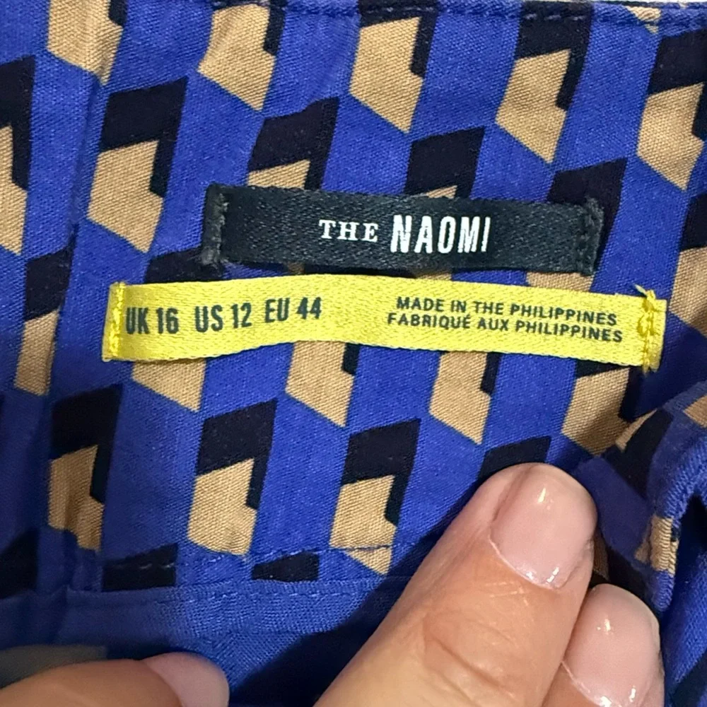 Maeve Blue and Tan Geometric Flare Pants - Picture 7 of 8